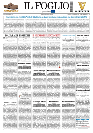 Prima pagina Il Foglio Quotidiano di oggi - Quotidiano nazionale