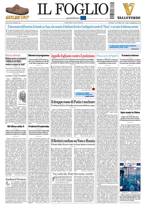 Prima pagina Il Foglio Quotidiano di oggi - Quotidiano nazionale