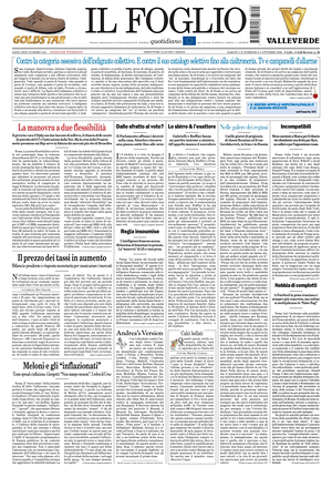 Prima pagina Il Foglio Quotidiano di oggi - Quotidiano nazionale