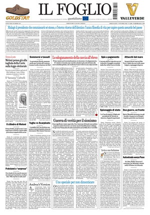 Prima pagina Il Foglio Quotidiano di oggi - Quotidiano nazionale