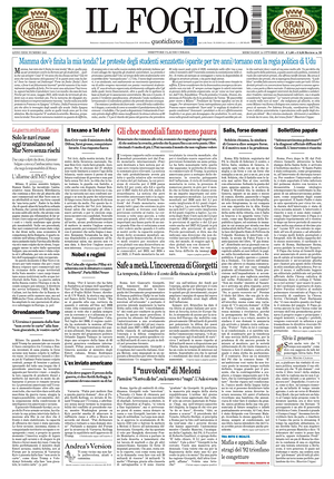 Prima pagina Il Foglio Quotidiano di oggi - Quotidiano nazionale