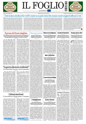 Prima pagina Il Foglio Quotidiano di oggi - Quotidiano nazionale