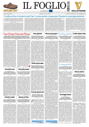 Prima pagina Il Foglio Quotidiano di oggi - Quotidiano nazionale
