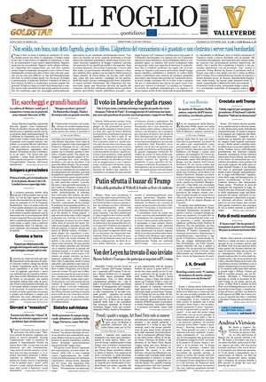 Prima pagina Il Foglio Quotidiano di oggi - Quotidiano nazionale