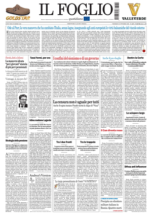 Prima pagina Il Foglio Quotidiano di oggi - Quotidiano nazionale