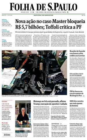 Prima pagina Folha de S.Paulo di oggi - Quotidiano estero