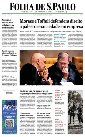 Prima pagina Folha de S.Paulo di oggi - Quotidiano estero
