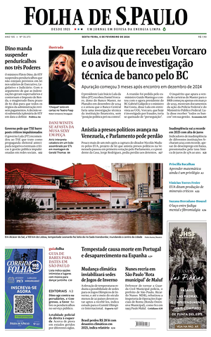 Prima pagina Folha de S.Paulo di oggi - Quotidiano estero