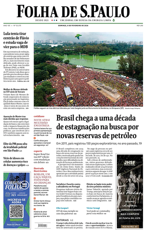 Prima pagina Folha de S.Paulo di oggi - Quotidiano estero