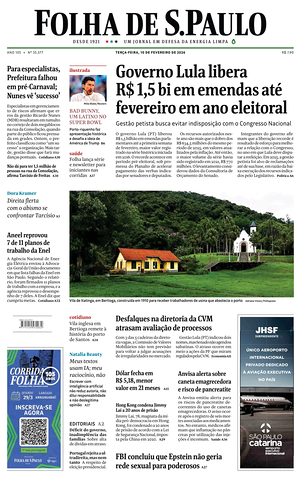 Prima pagina Folha de S.Paulo di oggi - Quotidiano estero