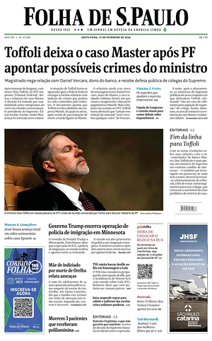 Prima pagina Folha de S.Paulo di oggi - Quotidiano estero