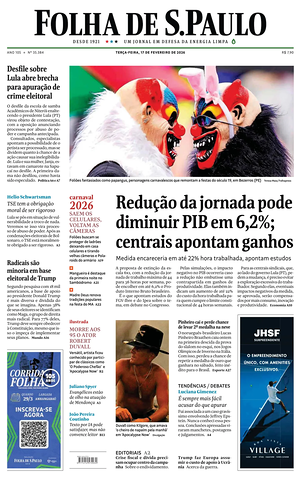 Prima pagina Folha de S.Paulo di oggi - Quotidiano estero