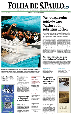 Prima pagina Folha de S.Paulo di oggi - Quotidiano estero