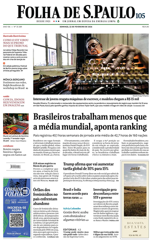Prima pagina Folha de S.Paulo di oggi - Quotidiano estero