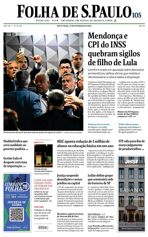 Prima pagina Folha de S.Paulo di oggi - Quotidiano estero