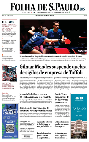 Prima pagina Folha de S.Paulo di oggi - Quotidiano estero