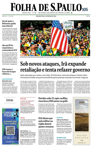 Prima pagina Folha de S.Paulo di oggi - Quotidiano estero