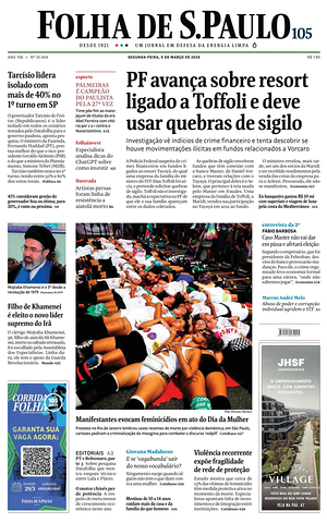 Prima pagina Folha de S.Paulo di oggi - Quotidiano estero