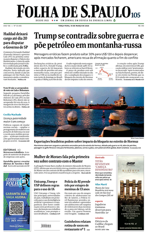 Prima pagina Folha de S.Paulo di oggi - Quotidiano estero