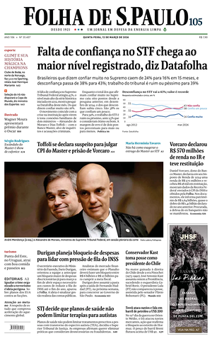 Prima pagina Folha de S.Paulo di oggi - Quotidiano estero