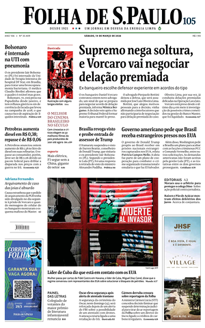 Prima pagina Folha de S.Paulo di oggi - Quotidiano estero
