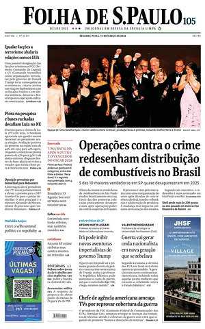 Prima pagina Folha de S.Paulo di oggi - Quotidiano estero