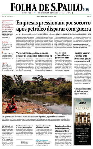 Prima pagina Folha de S.Paulo di oggi - Quotidiano estero