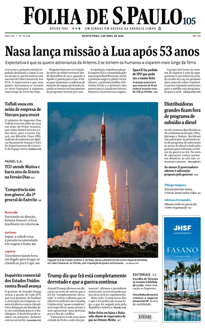 Prima pagina Folha de S.Paulo di oggi - Quotidiano estero