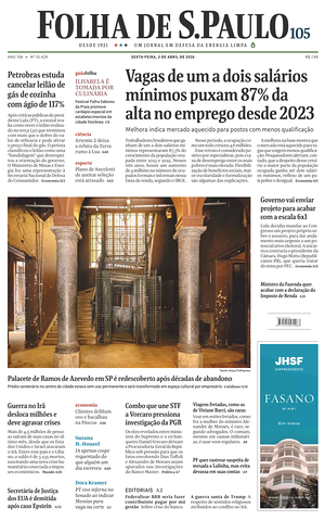 Prima pagina Folha de S.Paulo di oggi - Quotidiano estero
