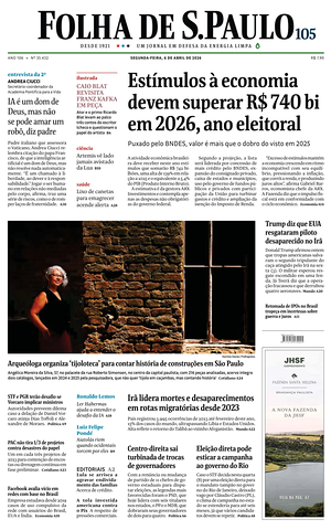 Prima pagina Folha de S.Paulo di oggi - Quotidiano estero