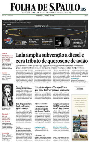 Prima pagina Folha de S.Paulo di oggi - Quotidiano estero