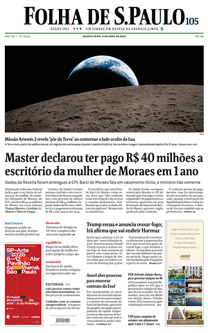 Prima pagina Folha de S.Paulo di oggi - Quotidiano estero