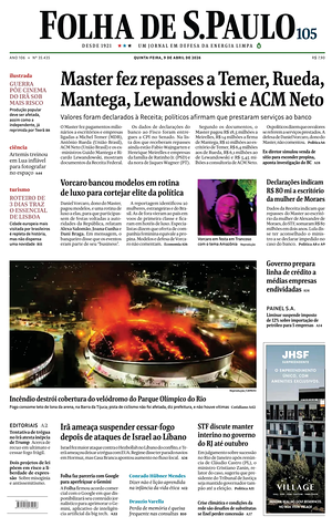 Prima pagina Folha de S.Paulo di oggi - Quotidiano estero