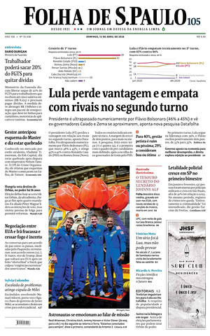 Prima pagina Folha de S.Paulo di oggi - Quotidiano estero