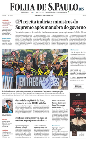 Prima pagina Folha de S.Paulo di oggi - Quotidiano estero