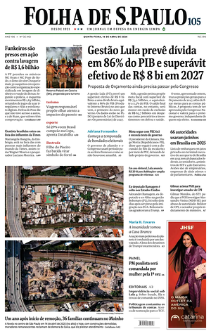 Prima pagina Folha de S.Paulo di oggi - Quotidiano estero
