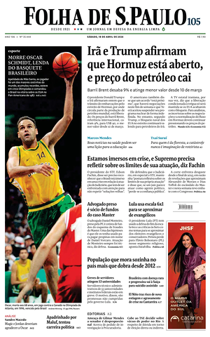 Prima pagina Folha de S.Paulo di oggi - Quotidiano estero