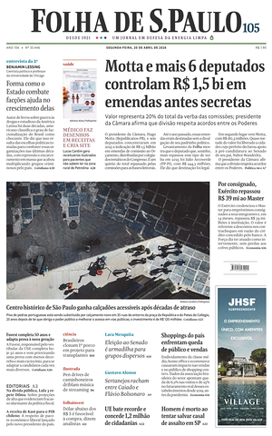 Folha de S.Paulo prima pagina
