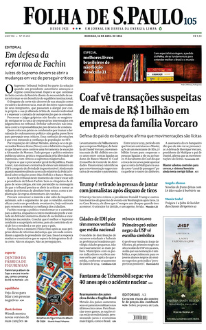 Prima pagina Folha de S.Paulo di oggi - Quotidiano estero