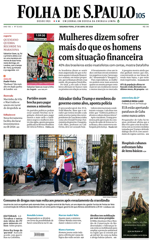 Prima pagina Folha de S.Paulo di oggi - Quotidiano estero