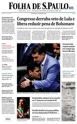 Folha de S.Paulo prima pagina
