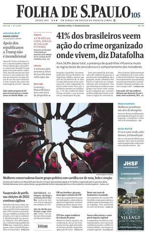 Prima pagina Folha de S.Paulo di oggi - Quotidiano estero