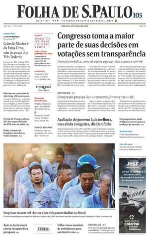Prima pagina Folha de S.Paulo di oggi - Quotidiano estero