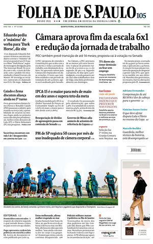 Prima pagina Folha de S.Paulo di oggi - Quotidiano estero