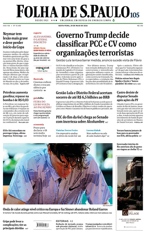 Prima pagina Folha de S.Paulo di oggi - Quotidiano estero