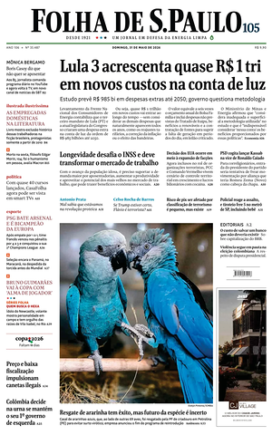 Prima pagina Folha de S.Paulo di oggi - Quotidiano estero