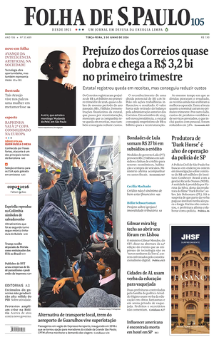 Prima pagina Folha de S.Paulo di oggi - Quotidiano estero