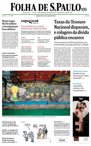 Prima pagina Folha de S.Paulo di oggi - Quotidiano estero