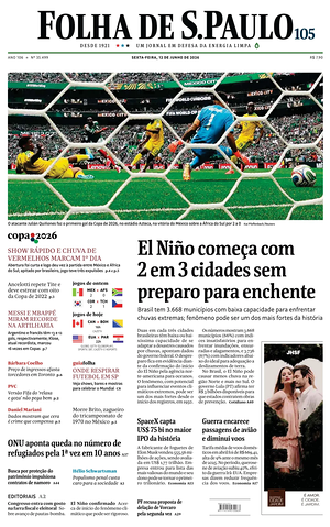 Prima pagina Folha de S.Paulo di oggi - Quotidiano estero