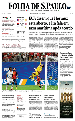 Prima pagina Folha de S.Paulo di oggi - Quotidiano estero
